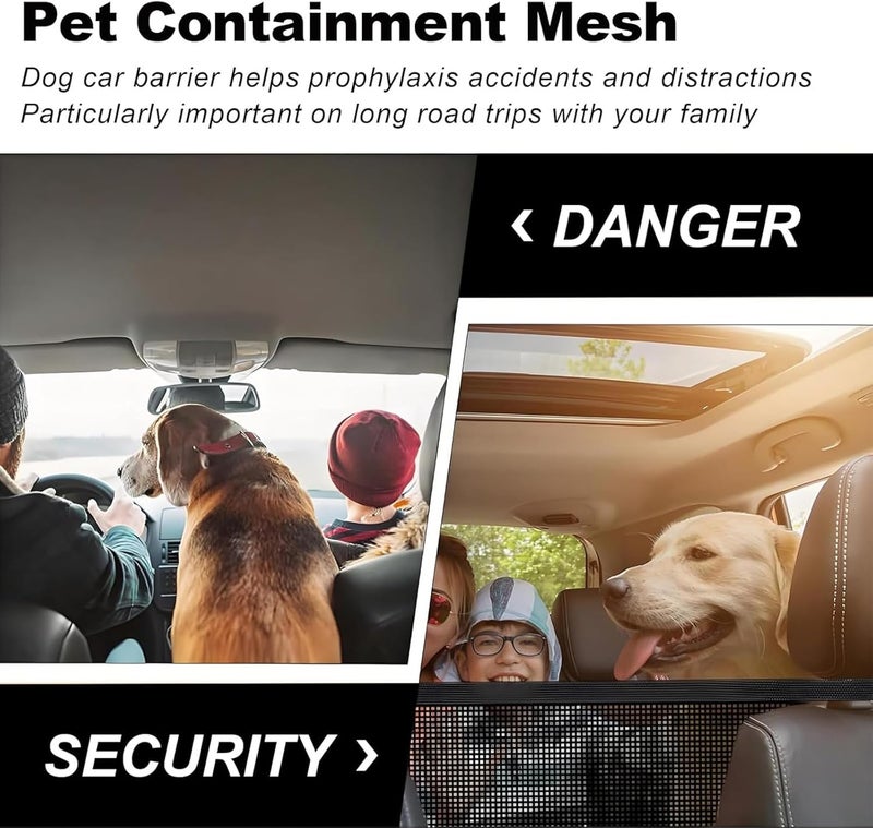 vvag Car Dog Barrier Net Universal Dog Barrier for Car with Adjustable Ropes and Hooks One-Piece Design Mesh for Most Cars, SUVs, Pickups, Trucks and Vans (21x21 Inches) - Image 4